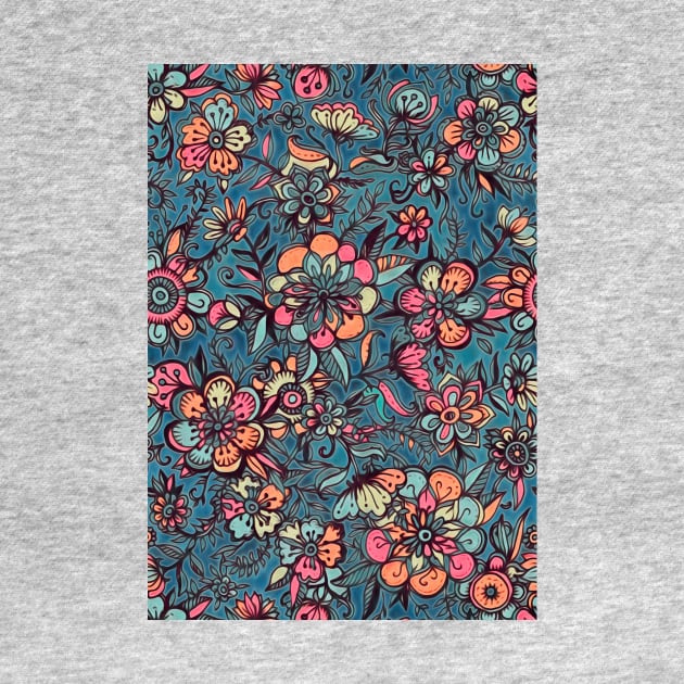 Sweet Spring Floral - soft indigo & candy pastels by micklyn